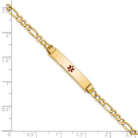 Thumbnail for 14K Semi-solid Medical Polished Red Enamel Figaro ID Bracelet