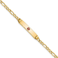 Thumbnail for 14K Semi-solid Medical Polished Red Enamel Figaro ID Bracelet