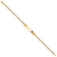 Thumbnail for 14K Medical Semi-Solid Soft Diamond Shape Red Enamel Figaro ID Bracelet