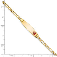 Thumbnail for 14K Medical Semi-Solid Soft Diamond Shape Red Enamel Figaro ID Bracelet