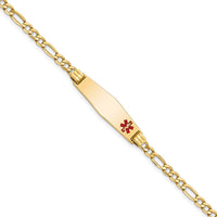 Thumbnail for 14K Medical Semi-Solid Soft Diamond Shape Red Enamel Figaro ID Bracelet