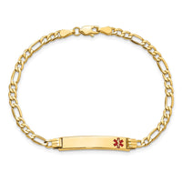 Thumbnail for 14K Semi-Solid Medical Polished Red Enamel Figaro ID Bracelet