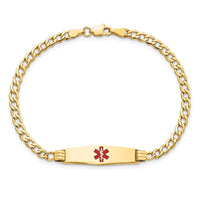 Thumbnail for 14K Medical Semi-Solid Soft Diamond Shape Red Enamel Cuban ID Bracelet
