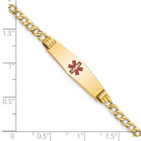 Thumbnail for 14K Medical Semi-Solid Soft Diamond Shape Red Enamel Cuban ID Bracelet