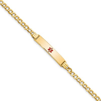 Thumbnail for 14K Semi-solid Medical Polished Red Enamel Cuban ID Bracelet