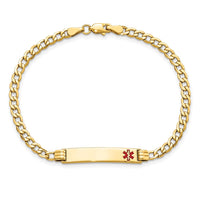Thumbnail for 14K Semi-Solid Medical Red Enamel Cuban Link ID Bracelet