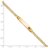 Thumbnail for 14K Semi-Solid Medical Red Enamel Cuban Link ID Bracelet