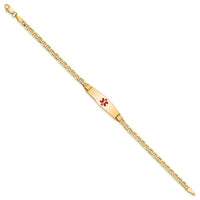 Thumbnail for 14K Medical Semi-Solid Soft Diamond Shape Red Enamel Anchor ID Bracelet