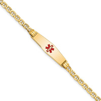 Thumbnail for 14K Medical Semi-Solid Soft Diamond Shape Red Enamel Anchor ID Bracelet