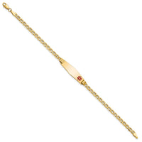 Thumbnail for 14K Medical Semi-solid Soft Diamond Shape Red Enamel Anchor ID Bracelet