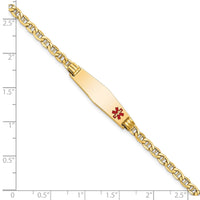 Thumbnail for 14K Medical Semi-solid Soft Diamond Shape Red Enamel Anchor ID Bracelet