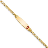Thumbnail for 14K Medical Semi-solid Soft Diamond Shape Red Enamel Anchor ID Bracelet