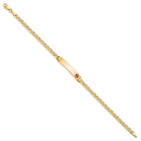 Thumbnail for 14K Semi-Solid Medical Red Enamel Anchor Link ID Bracelet