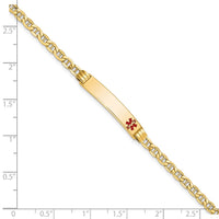 Thumbnail for 14K Semi-Solid Medical Red Enamel Anchor Link ID Bracelet
