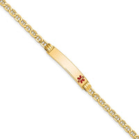 Thumbnail for 14K Semi-Solid Medical Red Enamel Anchor Link ID Bracelet