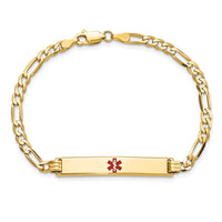 Thumbnail for 14K Medical Red Enamel Flat Figaro Link ID Bracelet