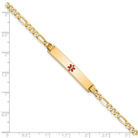 Thumbnail for 14K Medical Red Enamel Flat Figaro Link ID Bracelet