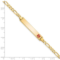 Thumbnail for 14K Medical Red Enamel Flat Figaro Link ID Bracelet