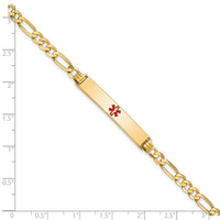 Thumbnail for 14K Medical Red Enamel Flat Figaro Link ID Bracelet