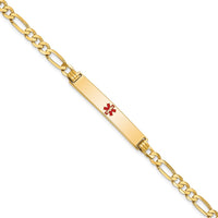 Thumbnail for 14K Medical Red Enamel Flat Figaro Link ID Bracelet