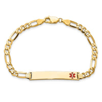 Thumbnail for 14K Medical Red Enamel Flat Figaro Link ID Bracelet