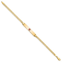 Thumbnail for 14K Medical Red Enamel Flat Curb Link ID Bracelet
