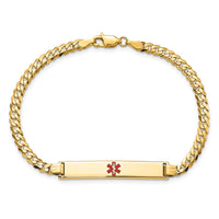 Thumbnail for 14K Medical Red Enamel Flat Curb Link ID Bracelet