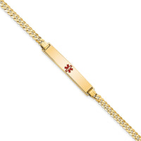 Thumbnail for 14K Medical Red Enamel Flat Curb Link ID Bracelet