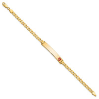 Thumbnail for 14K Medical Red Enamel Flat Curb Link ID Bracelet