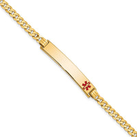 Thumbnail for 14K Medical Red Enamel Flat Curb Link ID Bracelet