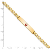 Thumbnail for 14K Medical Red Enamel Flat Curb Link ID Bracelet