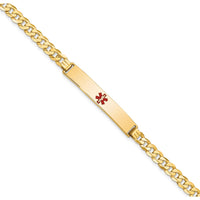 Thumbnail for 14K Medical Red Enamel Flat Curb Link ID Bracelet