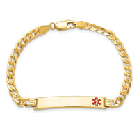Thumbnail for 14K Medical Red Enamel Flat Curb Link ID Bracelet