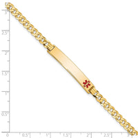 Thumbnail for 14K Medical Red Enamel Flat Curb Link ID Bracelet
