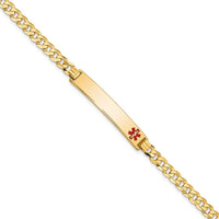 Thumbnail for 14K Medical Red Enamel Flat Curb Link ID Bracelet