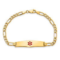 Thumbnail for 14K Semi-solid Medical Soft Diamond Shape Red Enamel Figaro ID Bracelet