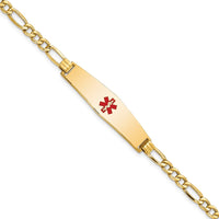 Thumbnail for 14K Semi-solid Medical Soft Diamond Shape Red Enamel Figaro ID Bracelet