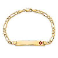 Thumbnail for 14K Semi-solid Medical Red Enamel Figaro ID Bracelet
