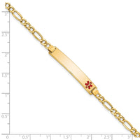 Thumbnail for 14K Semi-solid Medical Red Enamel Figaro ID Bracelet