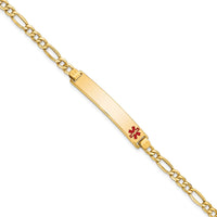 Thumbnail for 14K Semi-solid Medical Red Enamel Figaro ID Bracelet