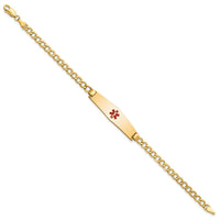 Thumbnail for 14K Semi-solid Medical Soft Diamond Shape Red Enamel Curb Link ID Bracelet