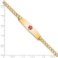 Thumbnail for 14K Semi-solid Medical Soft Diamond Shape Red Enamel Curb Link ID Bracelet