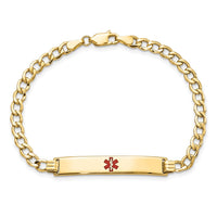 Thumbnail for 14K Semi-Solid Medical Polished Red Enamel Curb ID Bracelet