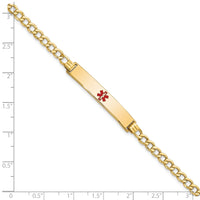 Thumbnail for 14K Semi-Solid Medical Polished Red Enamel Curb ID Bracelet