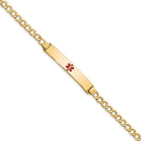 Thumbnail for 14K Semi-Solid Medical Polished Red Enamel Curb ID Bracelet