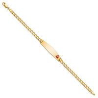 Thumbnail for 14K Semi-solid Medical Soft Diamond Shape Red Enamel Curb Link ID Bracelet