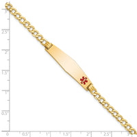 Thumbnail for 14K Semi-solid Medical Soft Diamond Shape Red Enamel Curb Link ID Bracelet