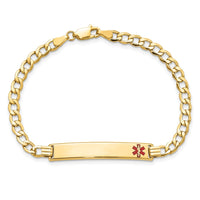 Thumbnail for 14K Semi-solid Medical Red Enamel Curb Link ID Bracelet
