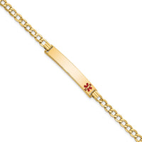 Thumbnail for 14K Semi-solid Medical Red Enamel Curb Link ID Bracelet