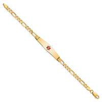 Thumbnail for 14K Medical Soft Diamond Shape Red Enamel Figaro ID Bracelet